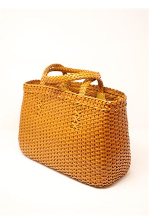 Handmade bag in ocra yellow woven leather Laboratorio Capri | LAB51OCRA